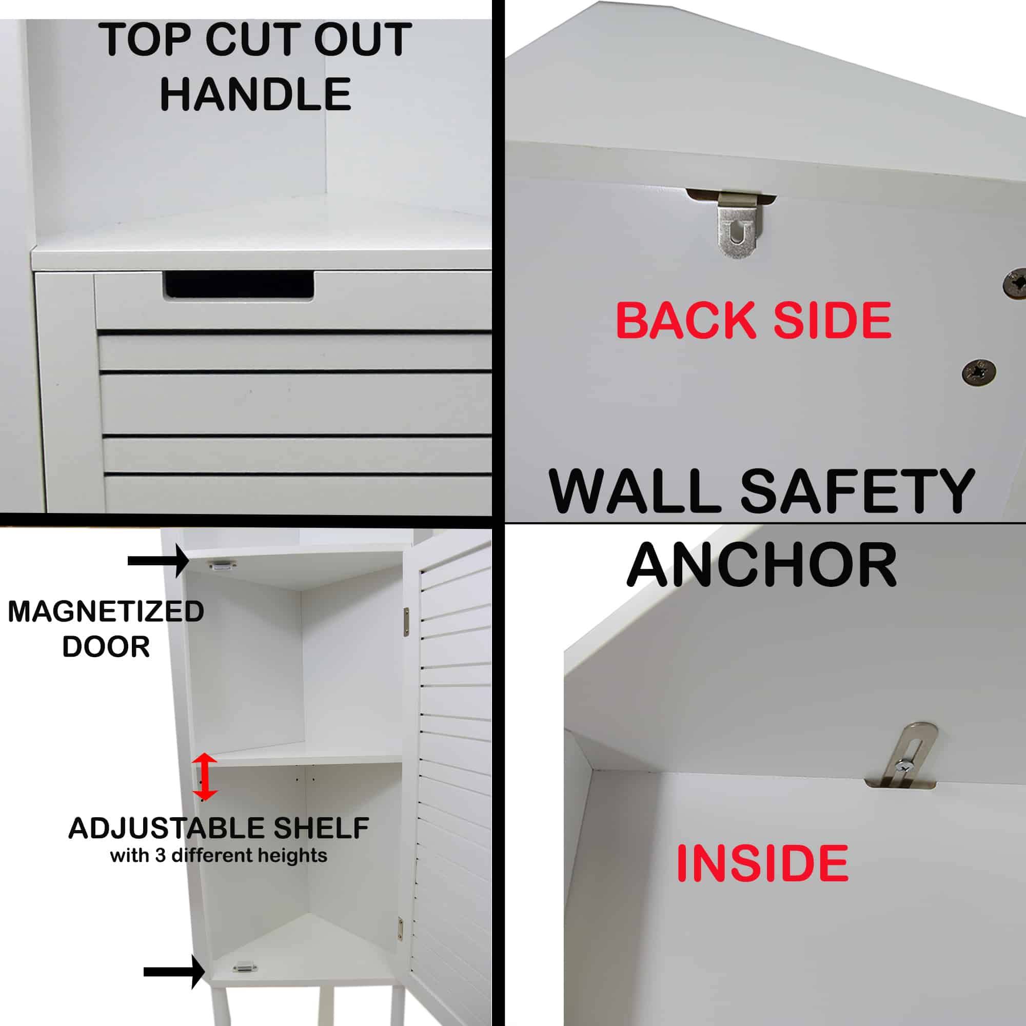 White Louver Door Bathroom Corner Cabinet F496