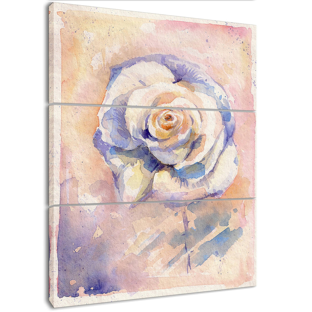 Rose Watercolor Artwork Floral Print on Wrapped Canvas Set - 3 Panels - 28x36 P8474