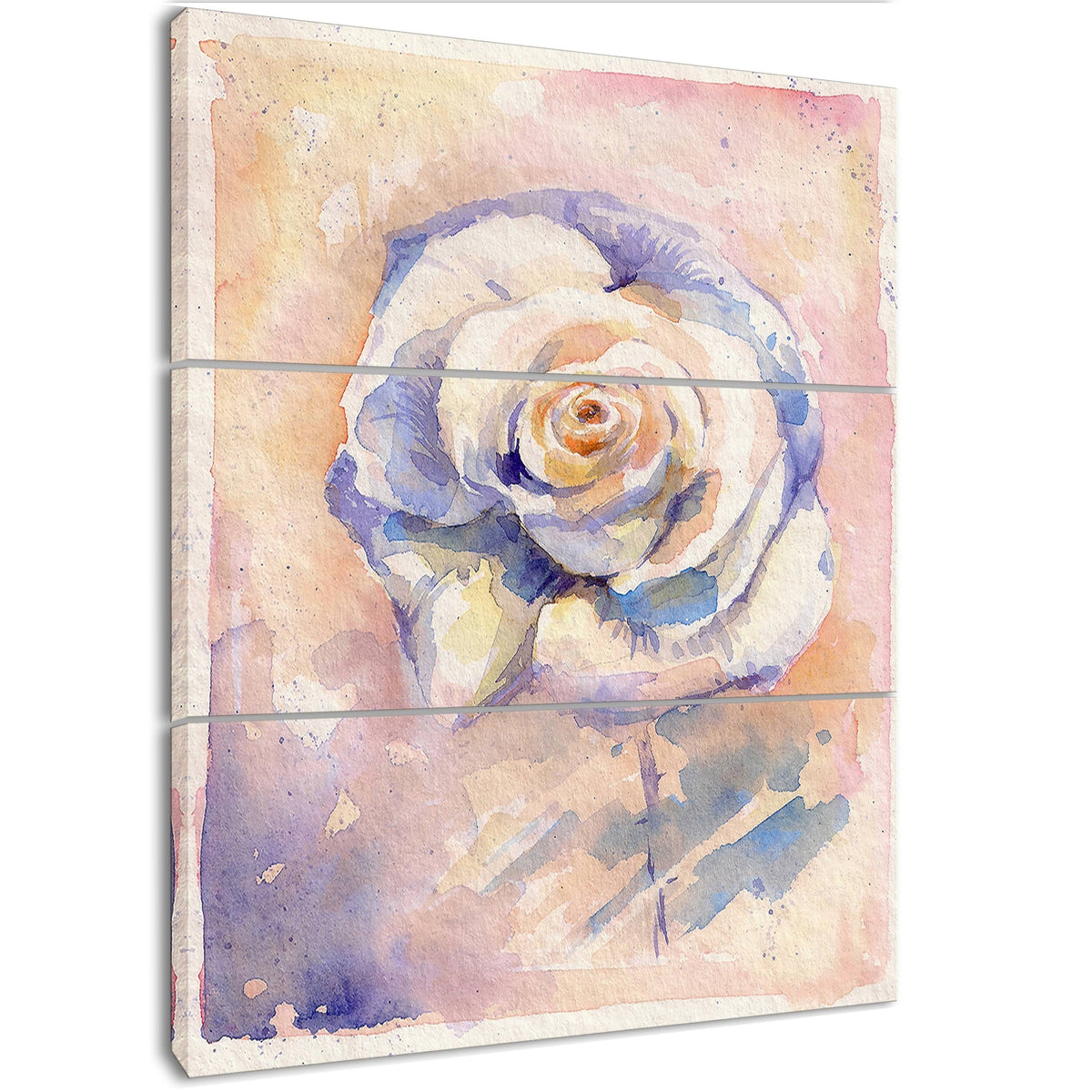 Rose Watercolor Artwork Floral Print on Wrapped Canvas Set - 3 Panels - 28x36 P8474