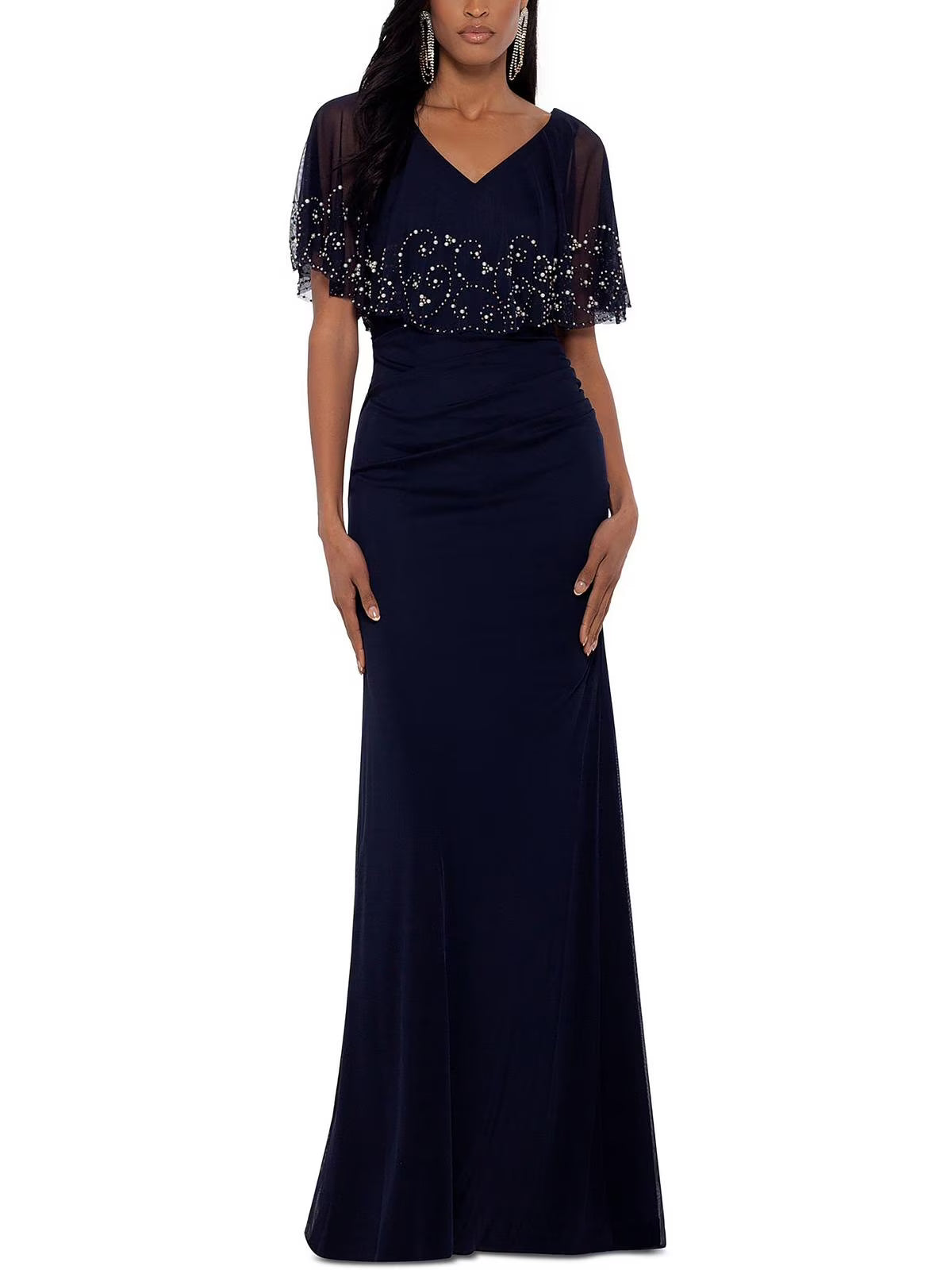 Embellished Capelet Evening Dress S792