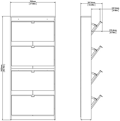 Black Matte 4 Drawer Shoe Cabinet T868