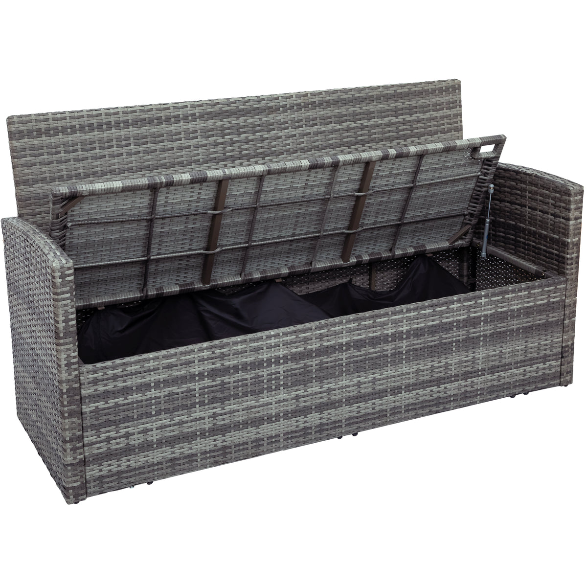 5 Piece Outdoor Patio Furniture Set with Storage Ottoman, 3 Seat Couch & 2 Arm Chairs, PE Wicker Sofa with Tempered Glass Table, Gray D5027