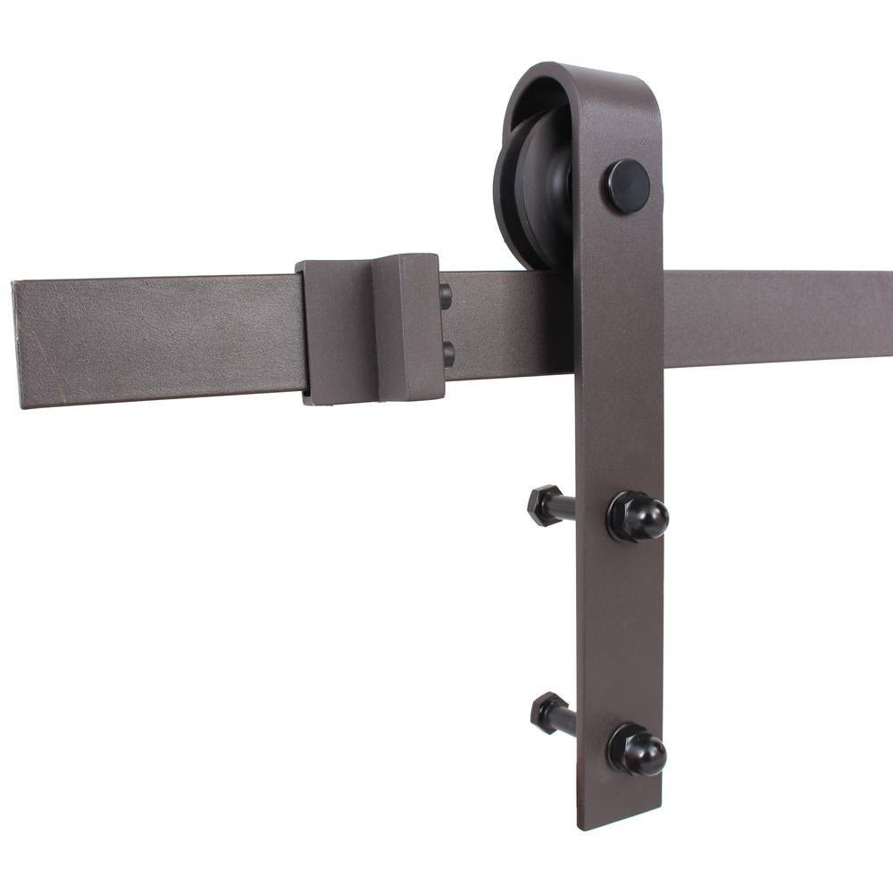 White Stained Wood Interior Sliding Barn Door with Hardware Kit N791901