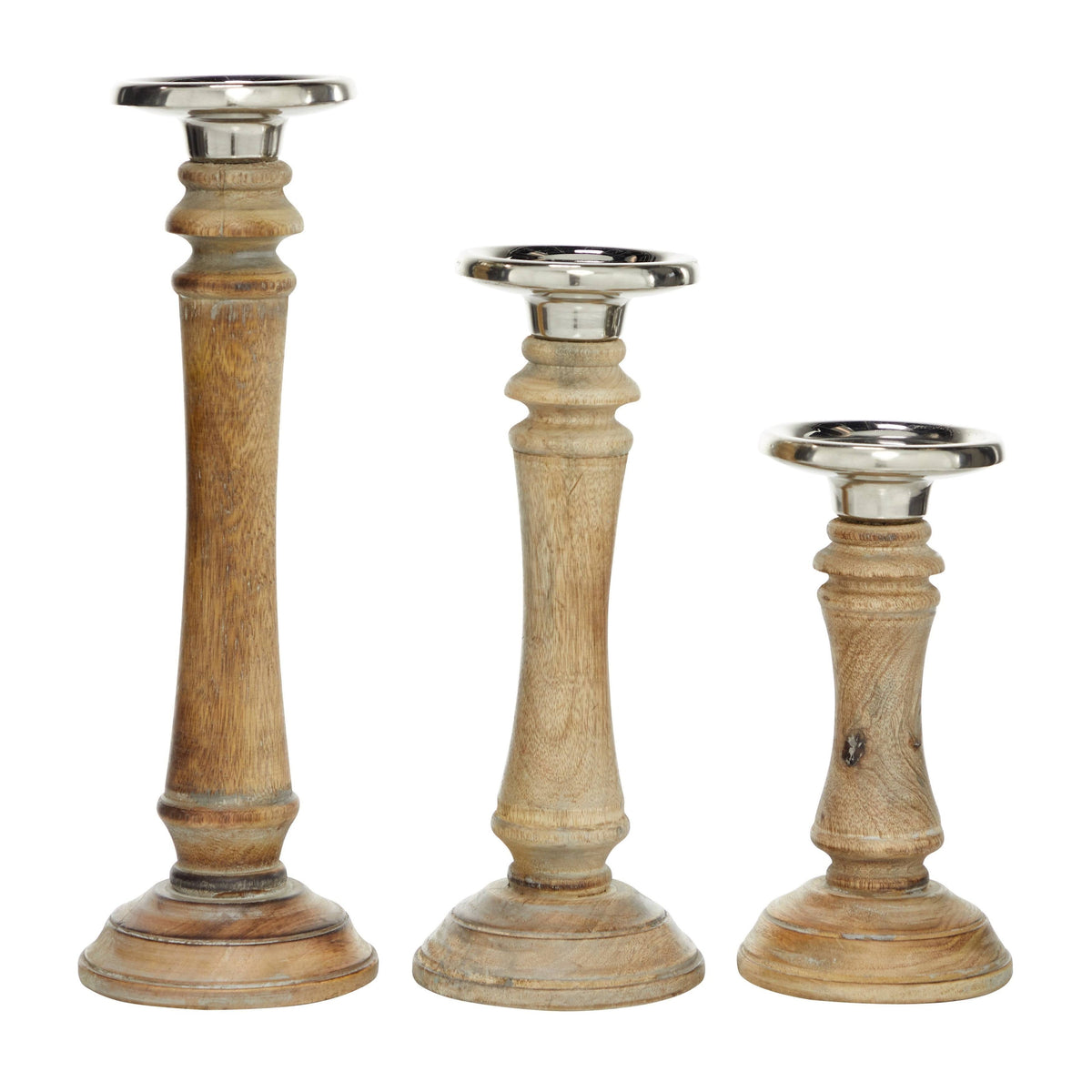 Brown Mango Wood Candle Holder Set of 3 E4705