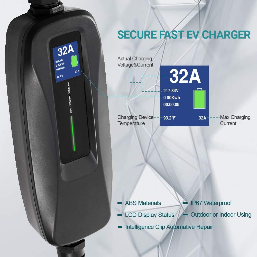 32 Amp Level 2 Portable EV Charger with NEMA14-50 26ft Cable X817710