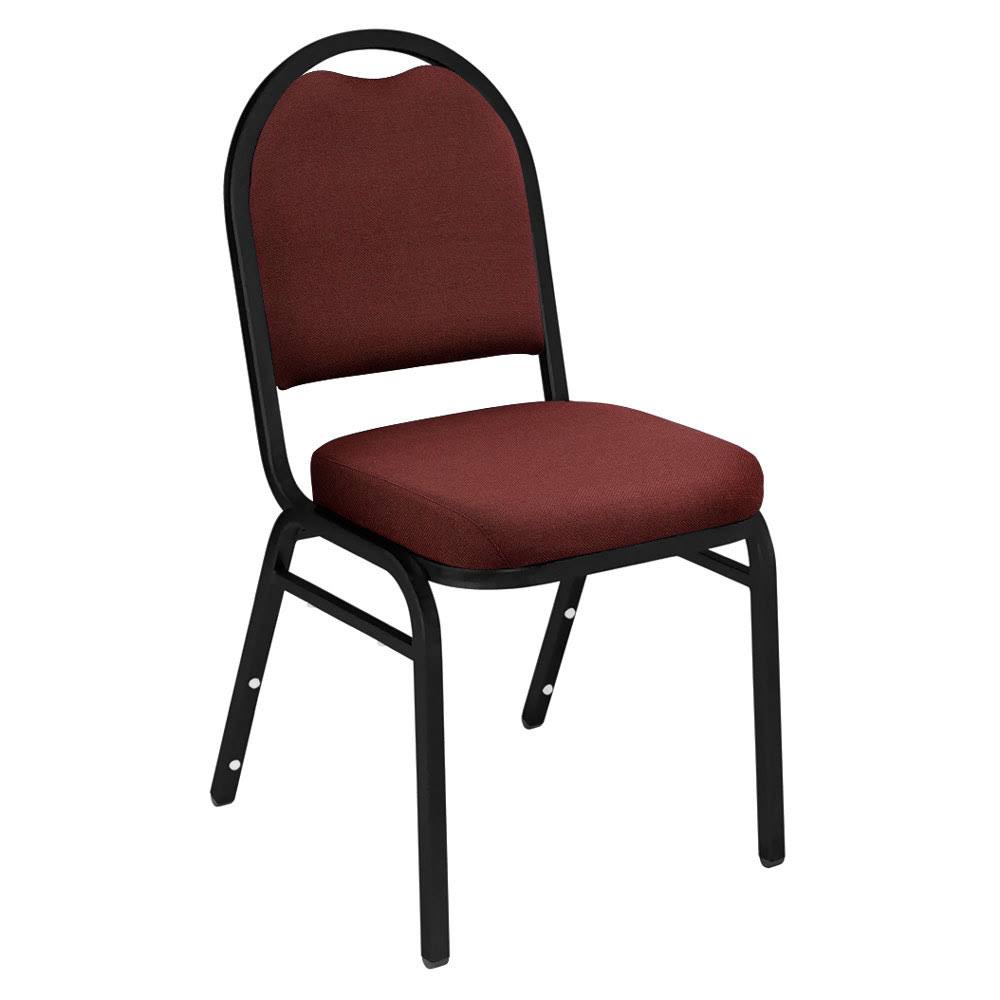 Dome Style Stack Chair with Padded Seat, Black Metal Frame, Maroon Fabric Y85777
