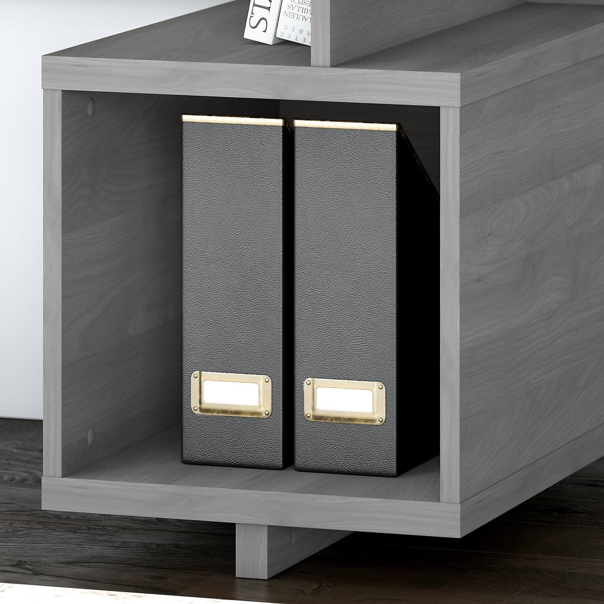Modern Gray Writing Desk with Low Bookcase M1983