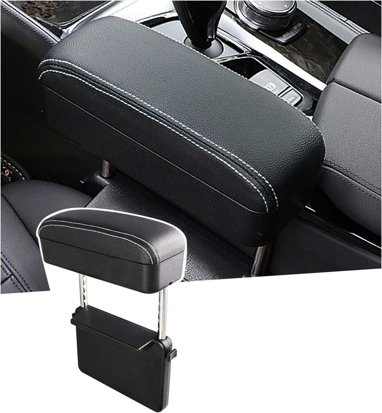 White Adjustable Car Armrest Pad Pack of 2 B528