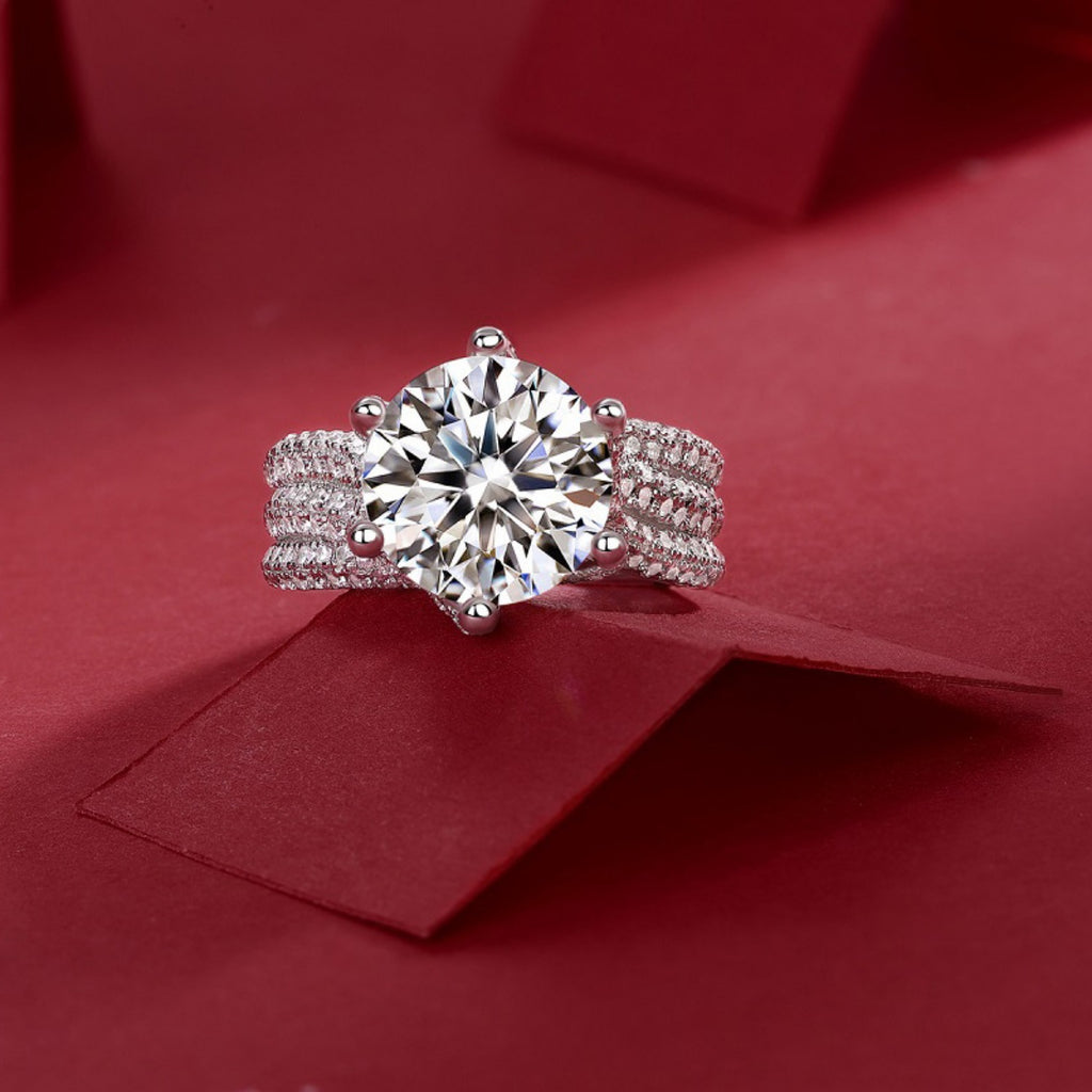 5ct Round Cut Moissanite Engagement Ring with Certificate S769