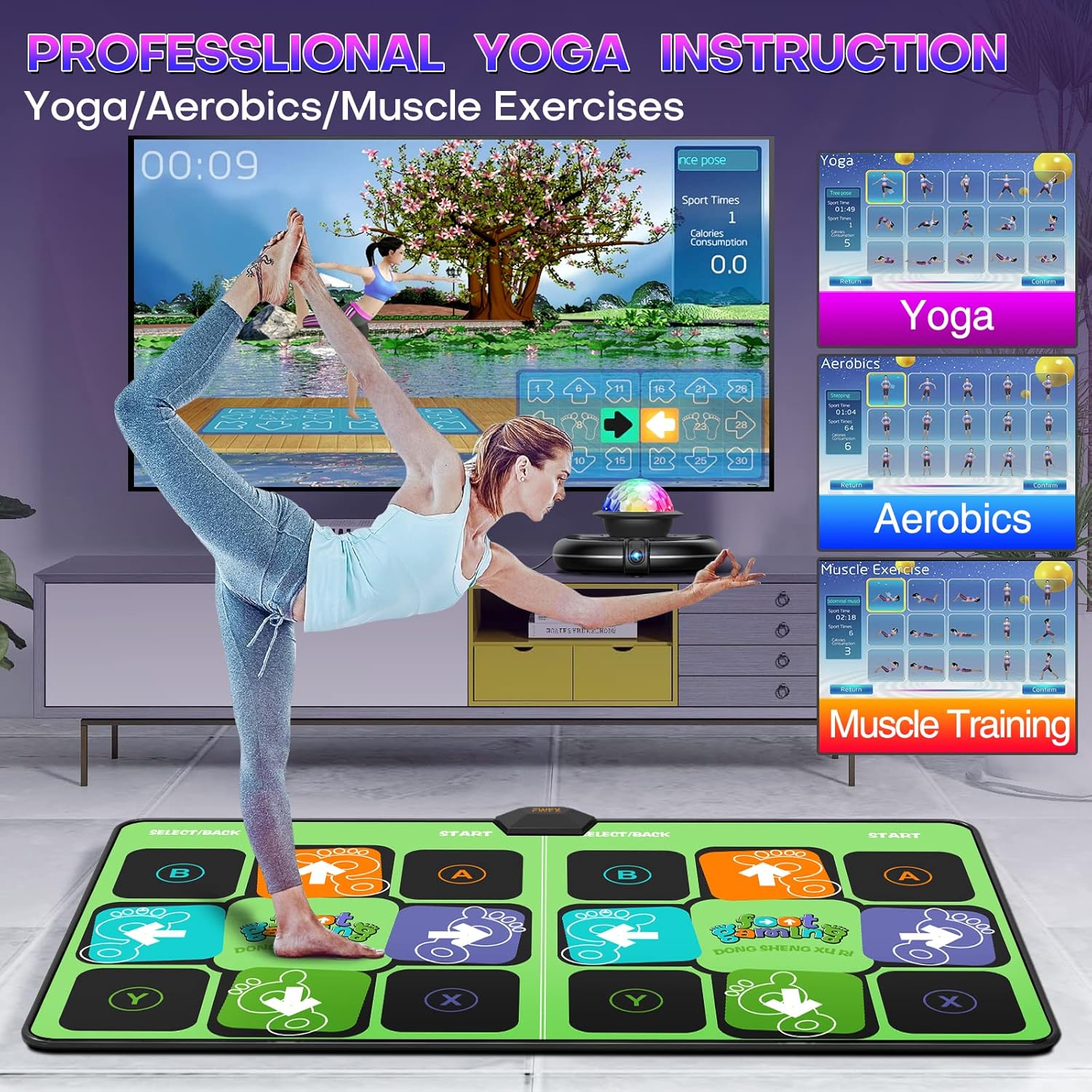 HDMI Wireless Musical Dance Mat with HD Camera, Double User Non-Slip Dance Step Pad D3750