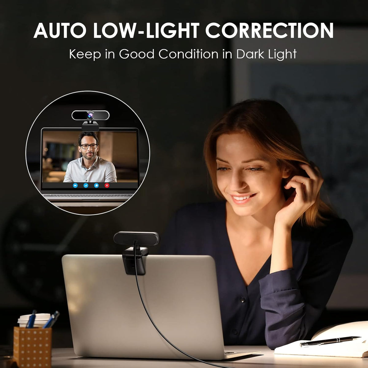 1080P Auto Focus Webcam with Microphone, Privacy Cover, 96° Ultra Wide Angle, Pack of 2 M698