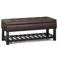 Distressed Brown Faux Leather Storage Ottoman Bench H9893