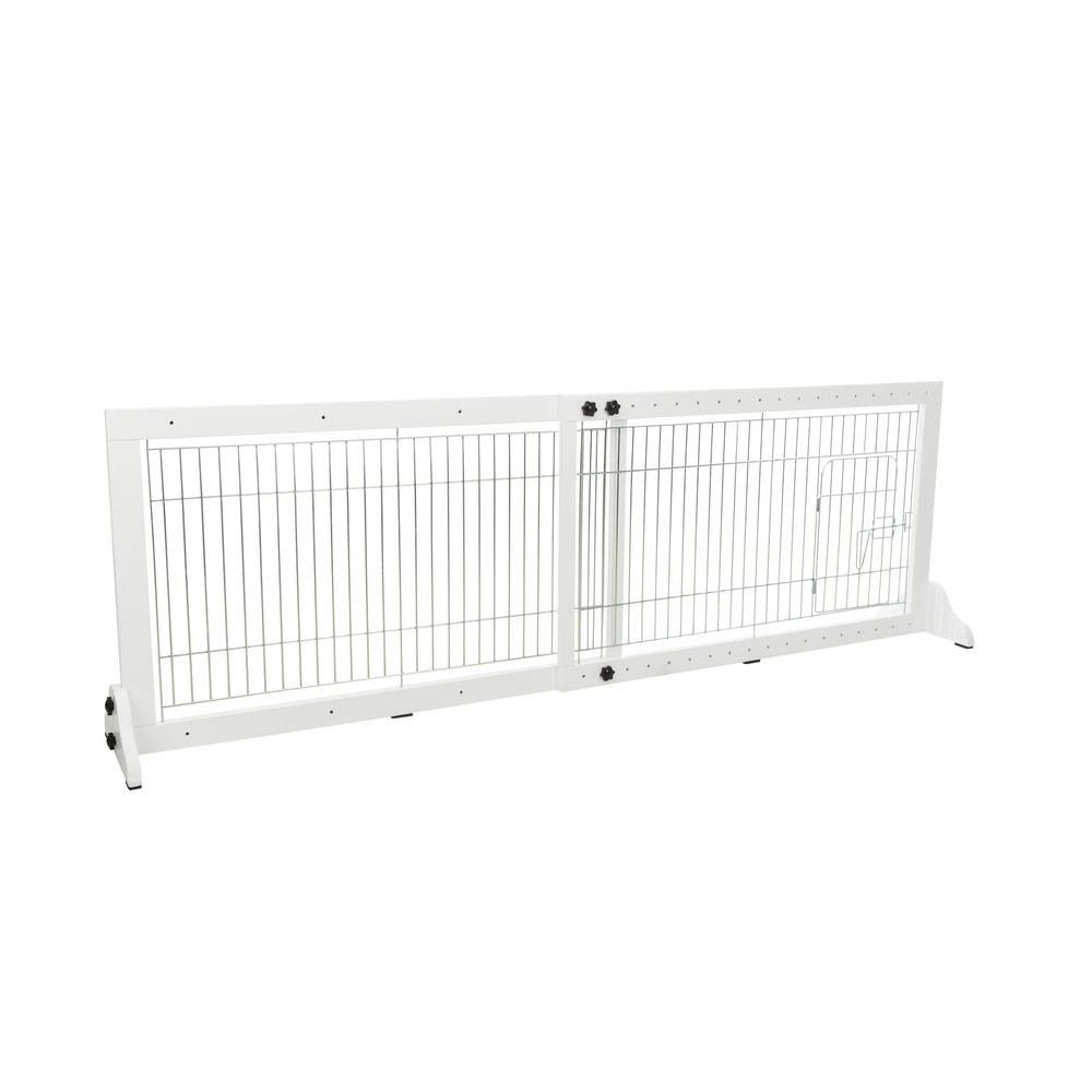 White Freestanding Pet Gate with Pet Door 22.5 in Height J884421