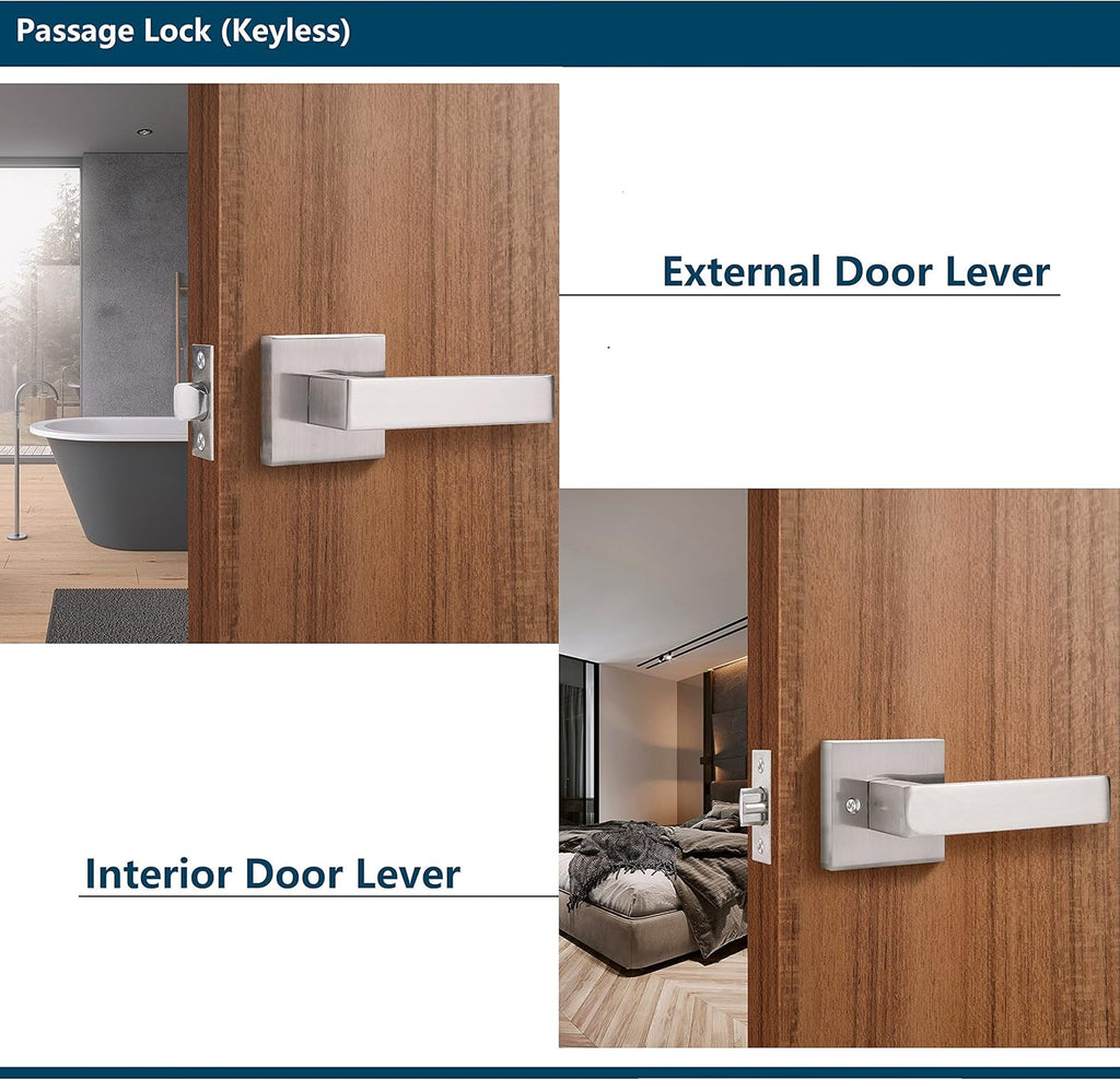 3 Pack Door Lever Handle Satin Nickel/Brushed Nickel Finish Pack of 2 F767