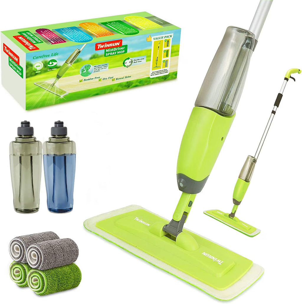 Microfiber Spray Mop with 2 Refillable Water Bottles, 4 Washable Mop Pads, 650 ml F714