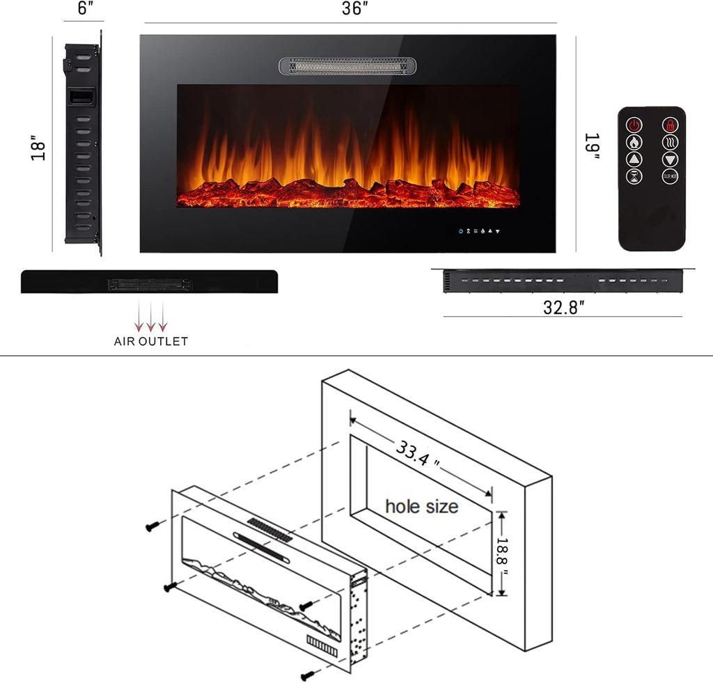 Black Electric Fireplace I3030