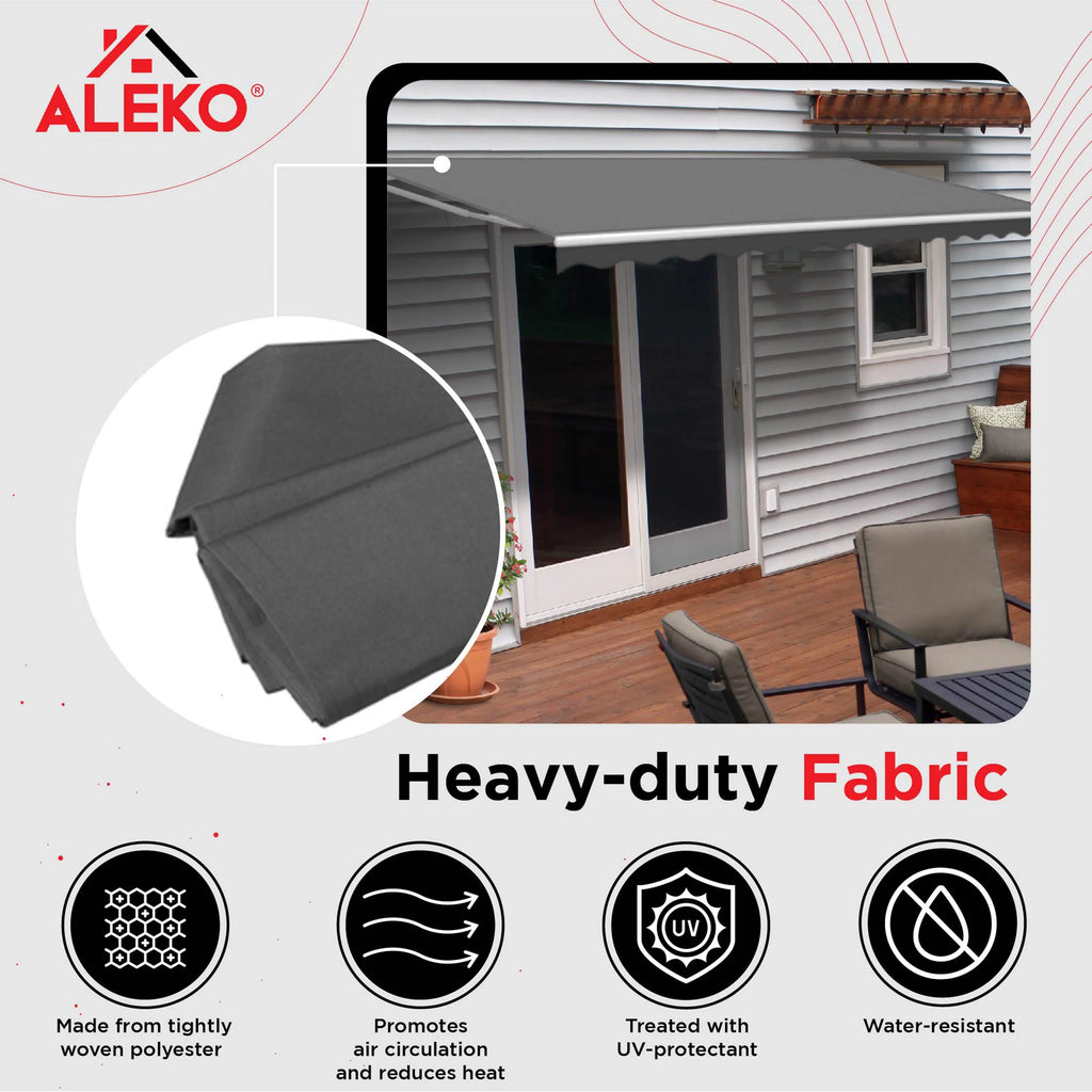 20' x 10' Gray Motorized Retractable Patio Awning with Remote Control Q536