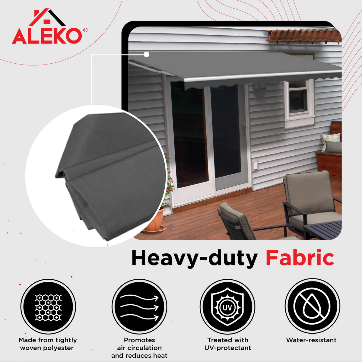 20' x 10' Gray Motorized Retractable Patio Awning with Remote Control Q536