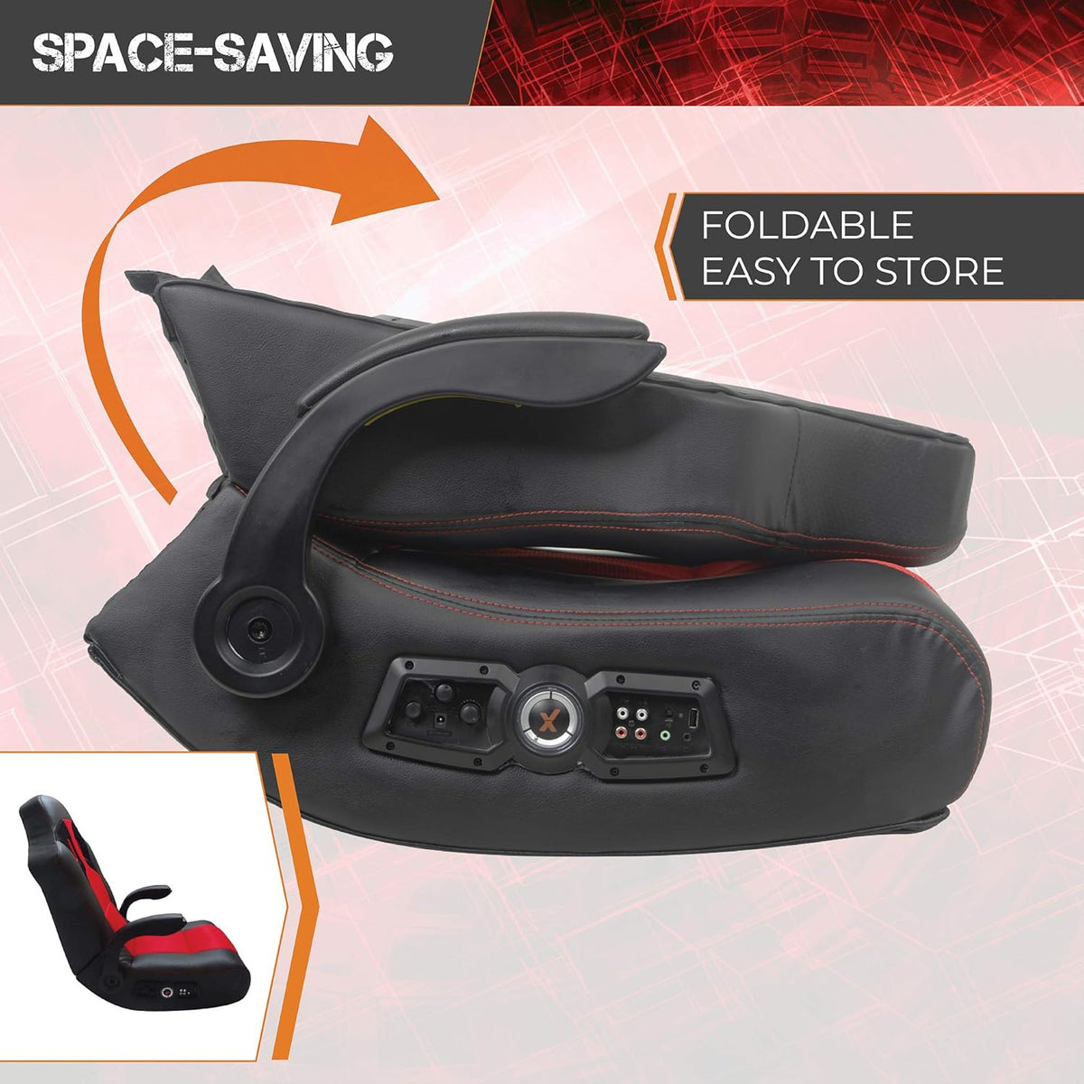 Black/Red Wireless Bluetooth Gaming Floor Rocker B711168