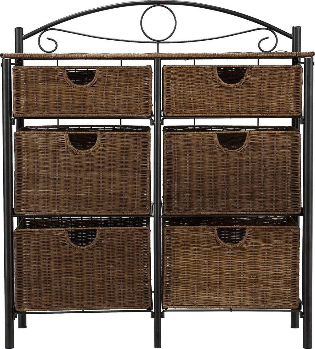 Black/Brown Iron/Wicker Storage Chest S462