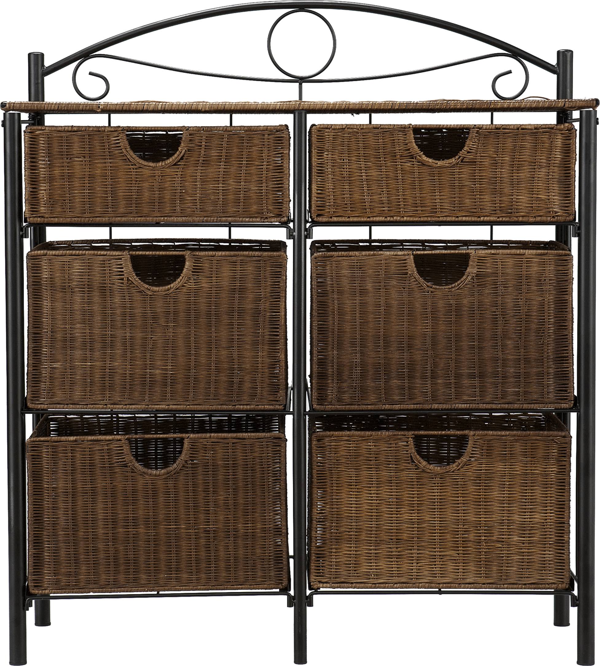 Black/Brown Iron/Wicker Storage Chest S462