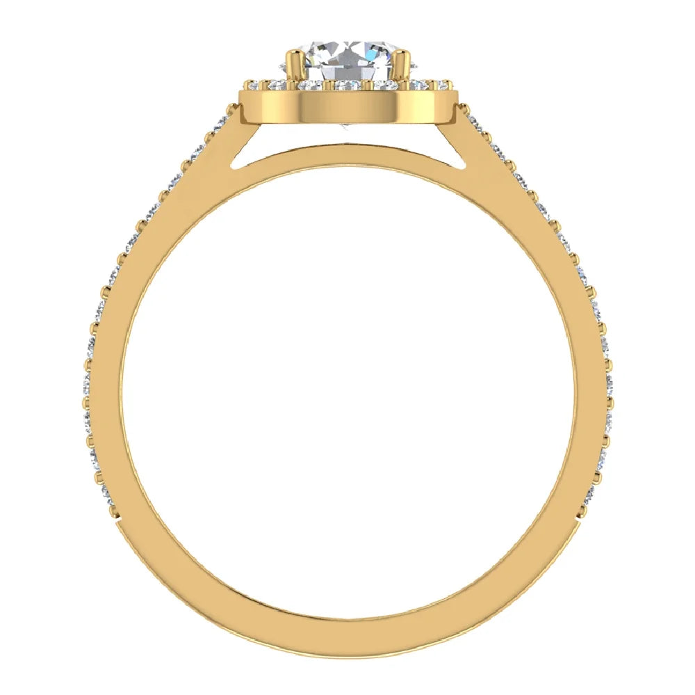 1.48 CT GIA Certified Round Brilliant Diamond Halo Engagement Ring 14K Gold S862