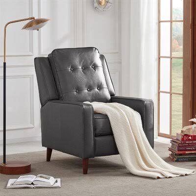 Gray Faux Leather Manual Armchair A36760