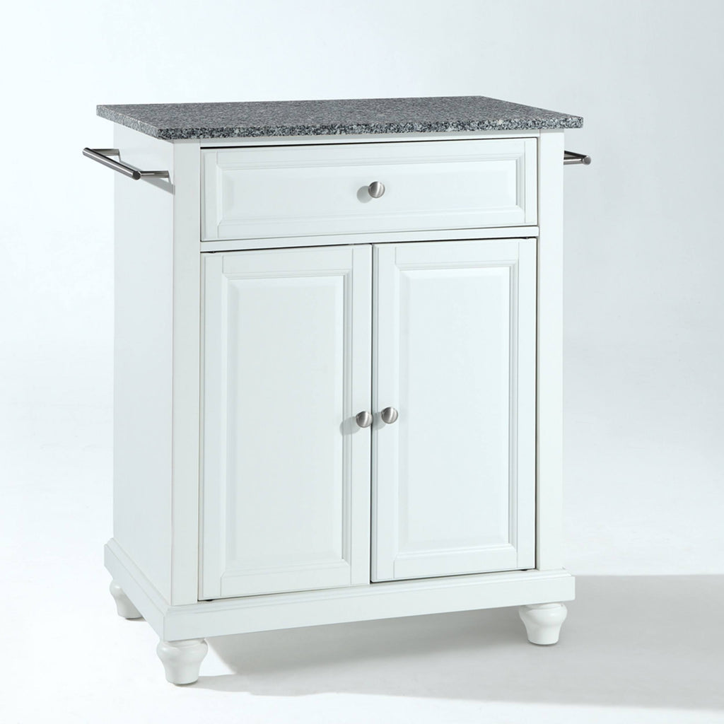 White Solid Granite Top Portable Kitchen Island E474507