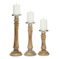 Brown Mango Wood Candle Holder Set of 3 E4705